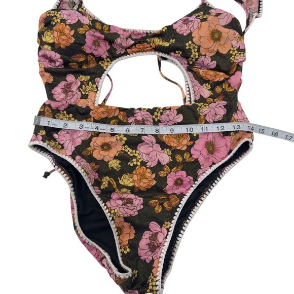 Victorias Secret Women SZ L Boho Floral Cutout Monokini Swimsuit Ruffled Straps - Picture 6 of 15